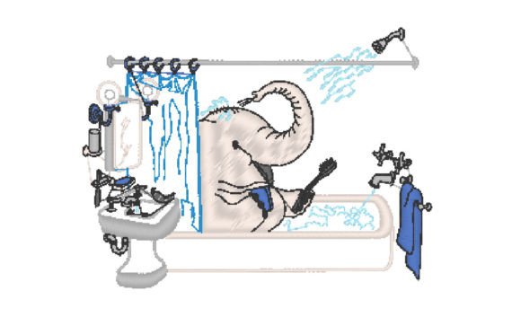 Elephant Taking a Shower Embroidery Review